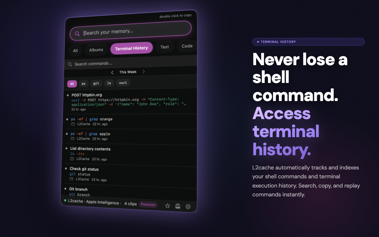 Mac Terminal History in L2Cache