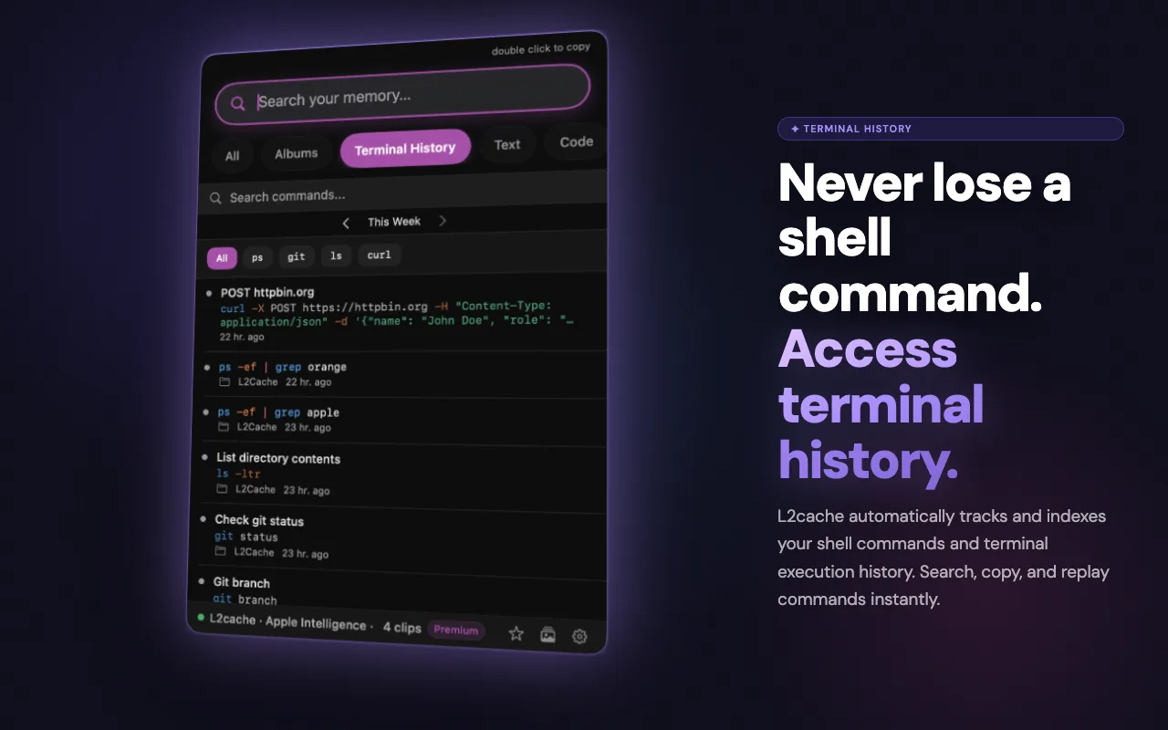 Mac Terminal History in L2Cache